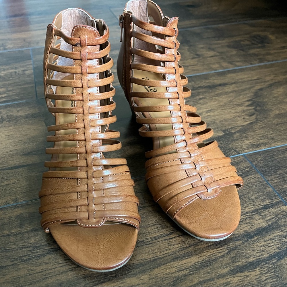 a.n.a Cognac Wedge Sandals